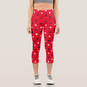 Blaue blaue Sterne, patriotisches Muster Capri Leggings