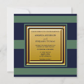 Blaue blaue Streifen Hochzeit der Nautic Navy Einladung (Rückseite)