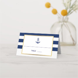 Blaue blaue Streifen Hochzeit der Nautic Navy Platzkarte
