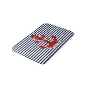 Blaue blaue Streifen und roter Anker der Nautische Badematte (Schrägansicht)
