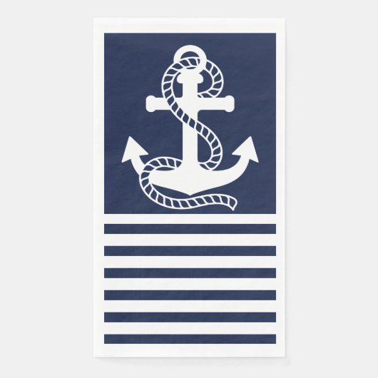 Blaue blaue Streifen und weißer Anker der Navy Serviette (Vorderseite)
