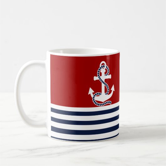 Blaue blaue Streifen und weißer Anker Kaffeetasse (Links)