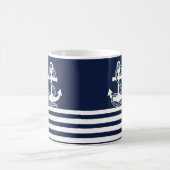 Blaue blaue Streifen und weißer Anker Kaffeetasse (Mittel)