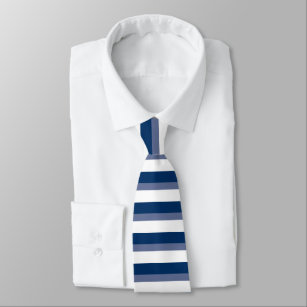 Blaue blaue und weiße Horizontal-Gestreifte Krawatte
