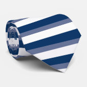 Blaue blaue und weiße Horizontal-Gestreifte Krawatte (Gerollt)