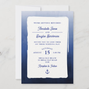 Blaue blaue Wasserfarbenfrohe Hochzeit Einladung