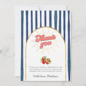 Blaue Blaugoldgelbe Birthday Foto Erdbeere Dankeskarte (Rückseite)