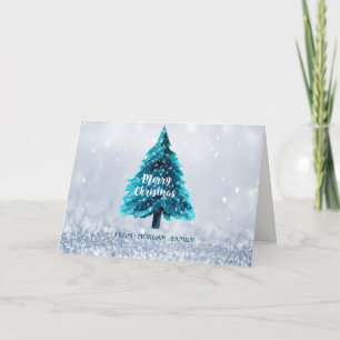 Blaue Blautöne-Weihnachten der Kiefer Feiertagskarte