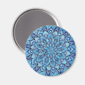 Blaue Bleistift Handgezeichnetes Mandala-Design Magnet (Vorderseite/Rückseite)