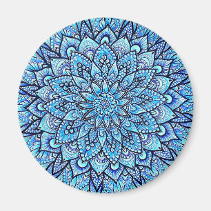 Blaue Bleistift Handgezeichnetes Mandala-Design Magnet