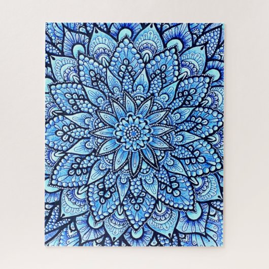 Blaue Bleistift-Mandala-Design Originalkunst Puzzle (Vertikal)