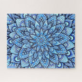 Blaue Bleistift-Mandala-Design Originalkunst Puzzle (Horizontal)