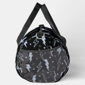 Blaue Blitze schwarzer Hintergrund Y2K-Muster Duffle Bag (Rechts)