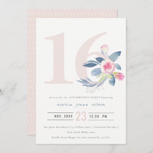 BLAUE BLUE BLUEN AUS GEWEBTEM AQUA 16. JEDEN ALTER EINLADUNG (Vorne/Hinten)