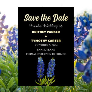 Blaue Bluebonnets Blumen Foto QR Code Hochzeit Folieneinladung