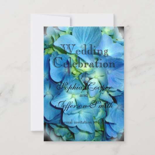 Blaue blühende Blume Blue Hydrangea Save The Date (Vorderseite)