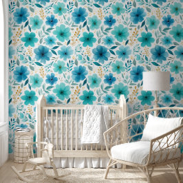 Blaue blühende Blume Elegantes botanisches Wasser Tapete