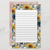 Blaue blühende Gelbblüten Weiße Linse Briefpapier (Vorne/Hinten)