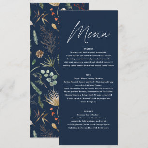 Blaue blühende Hochzeitswassermeere Menükarte