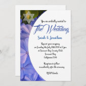 Blaue blühende jüdische Hochzeit Einladung (Vorne/Hinten)