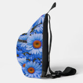 Blaue blühende Sonnenblumen Blau dekoriert Crossbody Bag (Rechts)