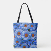 Blaue blühende Sonnenblumen Blau dekoriert Tasche (Rückseite)