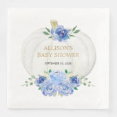 Blaue, blühende, weiße Kürbis Serviette (Vorderseite)