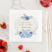 Blaue, blühende, weiße Kürbis Serviette (Beispiel)