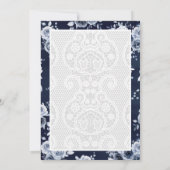 Blaue blühende weiße Spitzen-muslimische Hochzeit Einladung (Rückseite)
