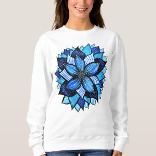 Blaue Blume abstrakter botanischer Naturliebhaber Sweatshirt