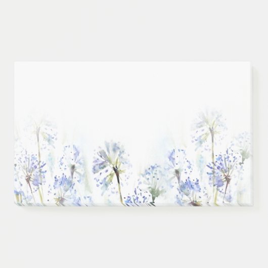 Blaue Blume Aquarellskizze Post-it Klebezettel (Vorderseite)