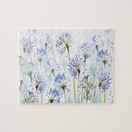 Blaue Blume Aquarellzeichnung Puzzle