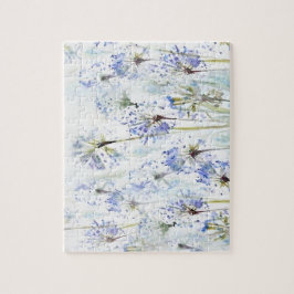 Blaue Blume Aquarellzeichnung Puzzle