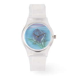 Blaue Blume Armbanduhr