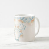 Blaue Blume auf beigem Hintergrund Kaffeetasse (VorderseiteRechts)
