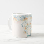 Blaue Blume auf beigem Hintergrund Kaffeetasse (Vorderseite Links)