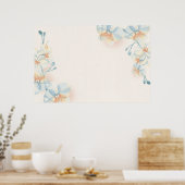 Blaue Blume auf beigem Hintergrund Poster (Küche)