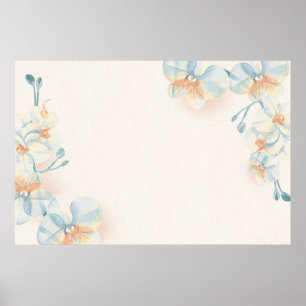 Blaue Blume auf beigem Hintergrund Poster