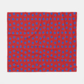 Blaue Blume auf Rot Fleecedecke (Vorderseite (Horizontal))