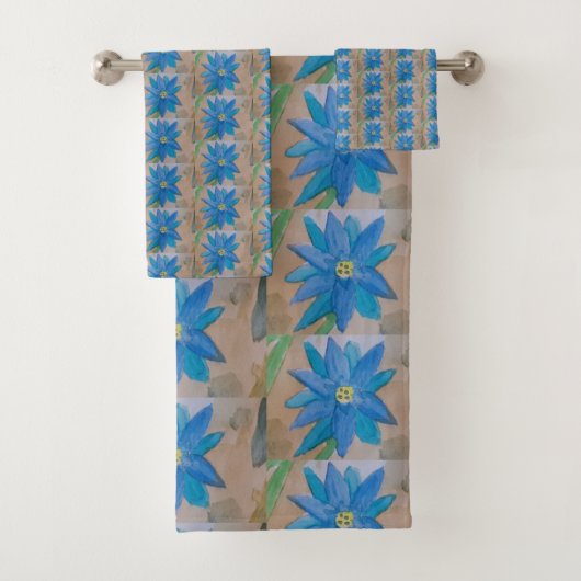 Blaue Blume Badhandtuch Set (Insitu)