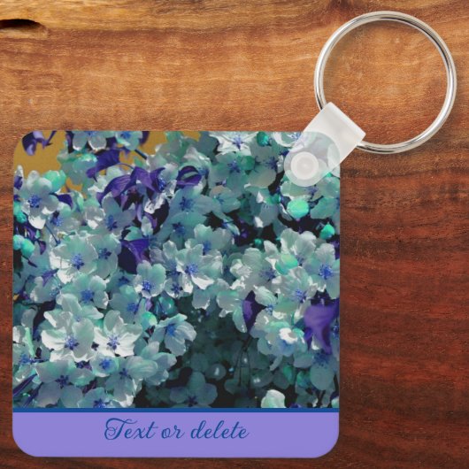 Blaue Blume blüht Personalisiert Schlüsselanhänger (Rückseite)