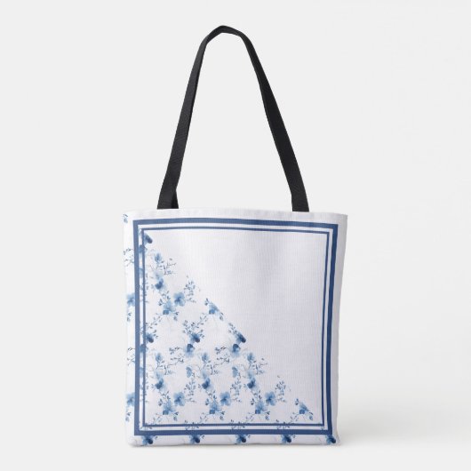 Blaue Blume blüht Tasche (Rückseite)