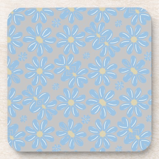 Blaue Blume Blumenmuster - Untersetzer (Vorderseite)