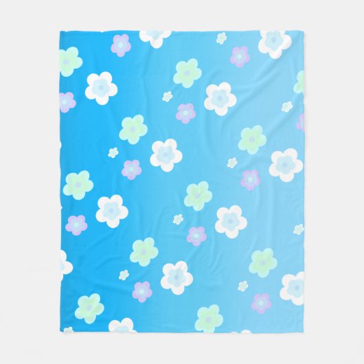 Blaue Blume Blütenfarbenes Muster Fleecedecke (Vorderseite)