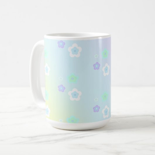 Blaue Blume Blütenfarbenes Muster Kaffeetasse (Vorderseite Links)