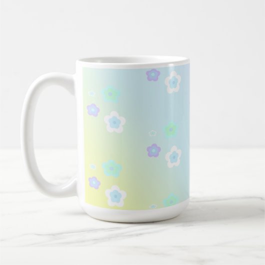 Blaue Blume Blütenfarbenes Muster Kaffeetasse (Links)