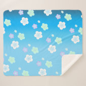 Blaue Blume Blütenfarbenes Muster Sherpadecke (Vorderseite (Horizontal))