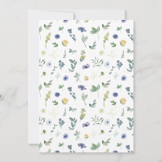 Blaue Blume Böhmische Hochzeit Einladung (Rückseite)