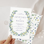 Blaue Blume Böhmische Hochzeit Einladung