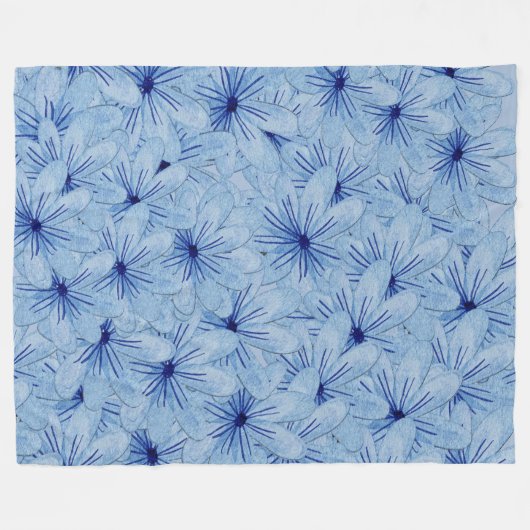 Blaue Blume Bouquet Fleecedecke (Vorderseite (Horizontal))